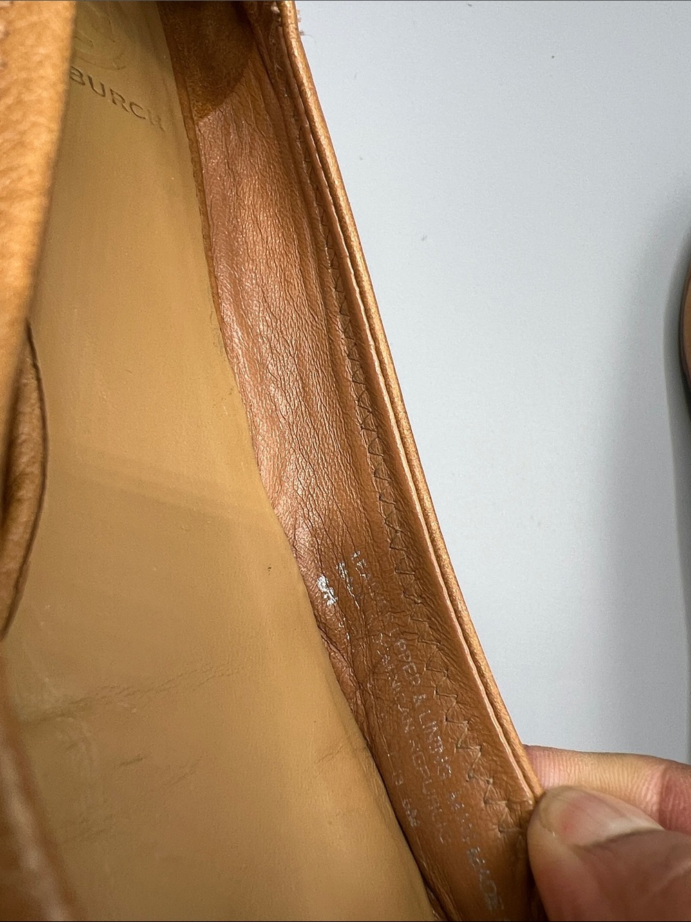 Tory Burch Caramel Leather Logo Ballet Flat out of smoke - Picture 7 of 9